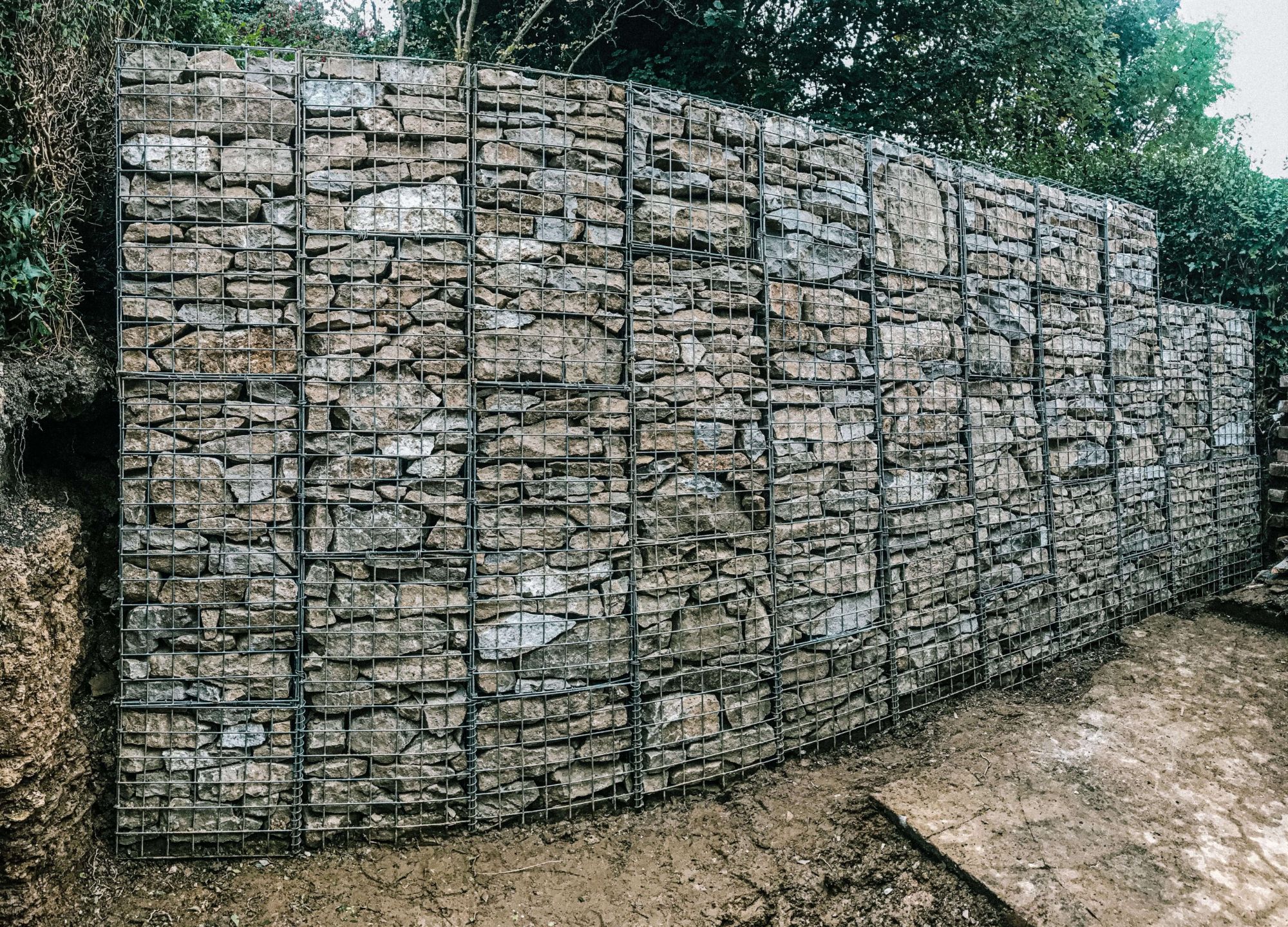 A photo of a gabion basket dry stone wall in Ecclesall in Sheffield